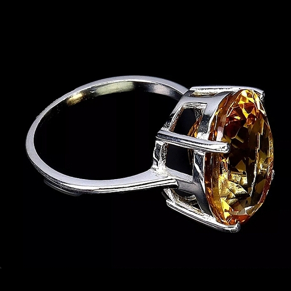 925 Sterling Silver Ring Sz 6 with Natural Citrine 16x12mm Gemstone - Picture 2 of 8